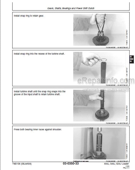Photo 1 - John Deere 444J 544J 624J Repair Manual Loader TM2136