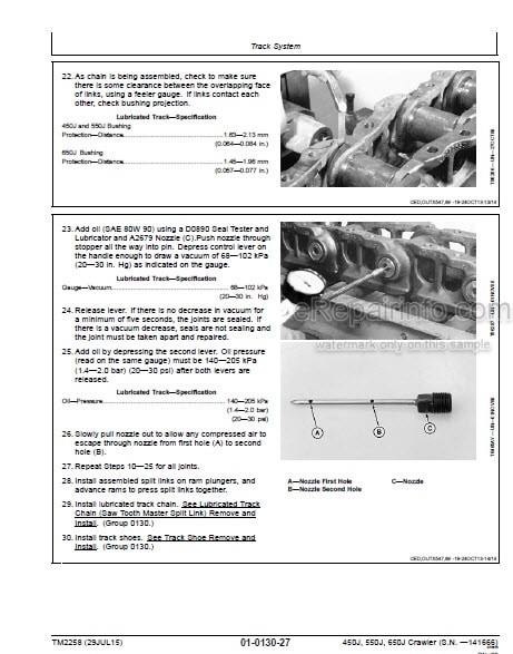 Photo 1 - John Deere 450J 550J 650J Repair Manual Crawler Dozer TM2258