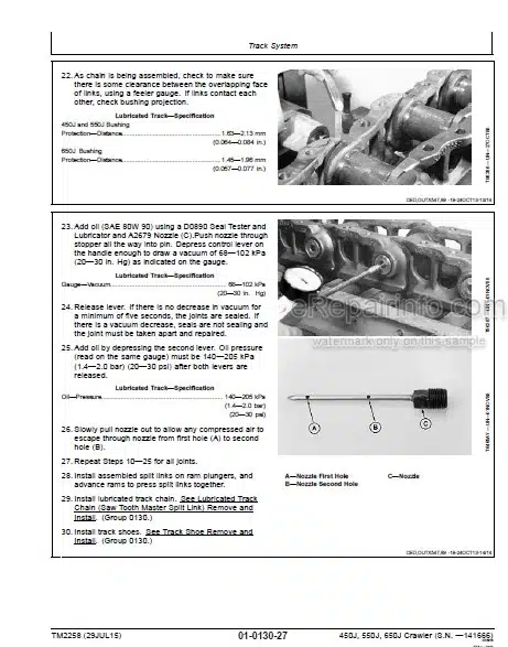 Photo 1 - John Deere 450J 550J 650J Repair Manual Crawler Dozer TM2258