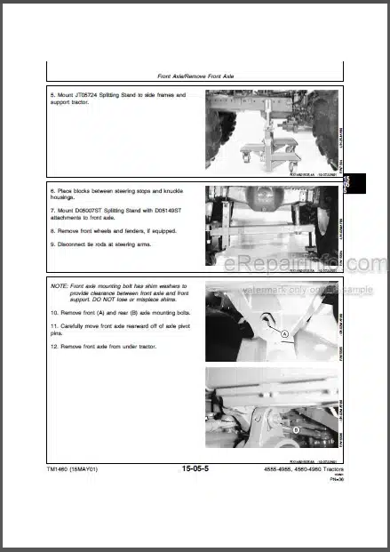 Photo 1 - John Deere 4555 4755 4955 4560 4760 4960 Repair Manual Tractors TM1460