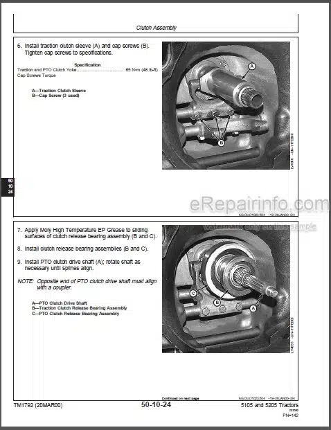Photo 1 - John Deere 5105 5205 Technical Repair Manual Tractors TM1792