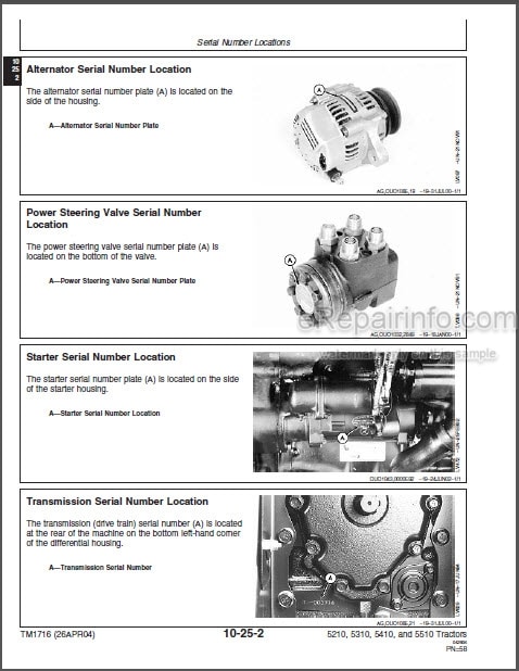 Photo 1 - John Deere 5210 5310 5410 5510 All enclusive Repair Manual Tractors TM1716