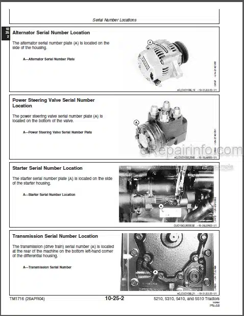 Photo 1 - John Deere 5210 5310 5410 5510 All enclusive Repair Manual Tractors TM1716