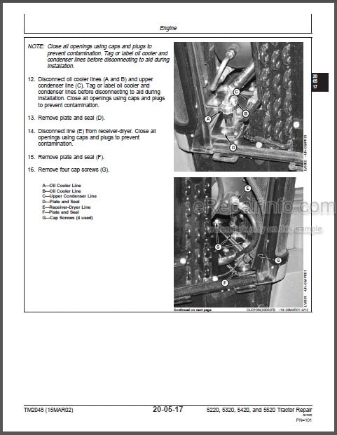 Photo 1 - John Deere 5220 5320 5420 5520 Repair Manual Tractors TM2048