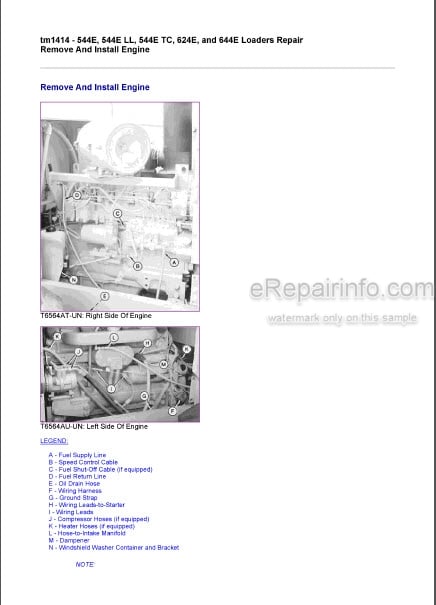 Photo 1 - John Deere 544E 544ELL 544ETC 624E 644E Repair Manual Loader TM1414