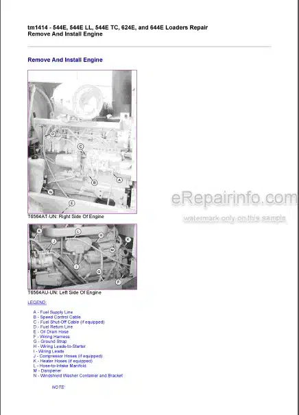 Photo 1 - John Deere 544E 544ELL 544ETC 624E 644E Repair Manual Loader TM1414