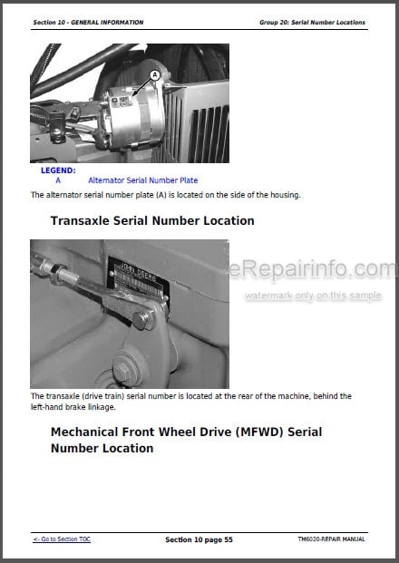 Photo 1 - John Deere 6103 6203 6403 6603 Repair Manual Tractors TM6020