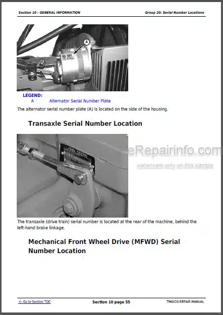 Photo 1 - John Deere 6103 6203 6403 6603 Repair Manual Tractors TM6020