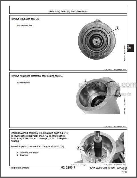Photo 1 - John Deere 624H TC62H Repair Manual Loader Tool Carrier TM1640