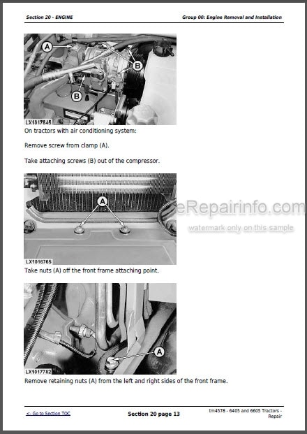 Photo 1 - John Deere 6405 6605 Repair Manual Tractors TM4578
