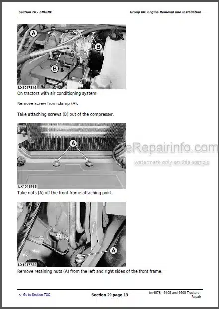 Photo 1 - John Deere 6405 6605 Repair Manual Tractors TM4578