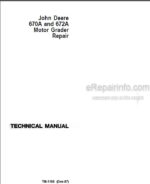 Photo 5 - John Deere 670A 672A Repair Manual Motor Grader TM1188