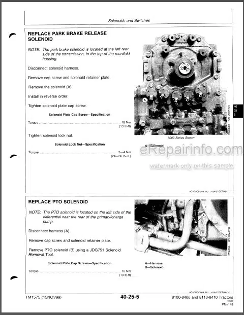 Photo 1 - John Deere 8100 8200 8300 8400 8110 8210 8310 8410 Repair Manual Tractors TM1575