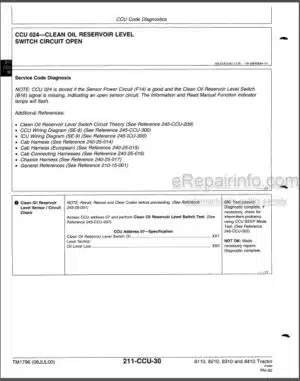 Photo 1 - John Deere 8110 8210 8310 8410 Diagnostic Technical Manual Tractors TM1796