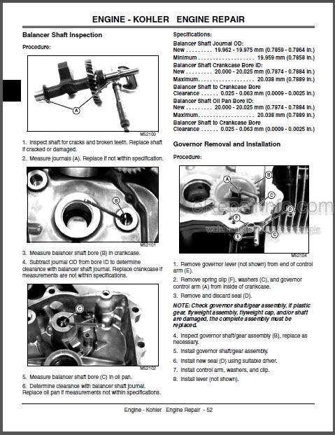 Photo 1 - John Deere GT225 GT235 GT235E GT245 Technical Manual Garden Tractors TM1756