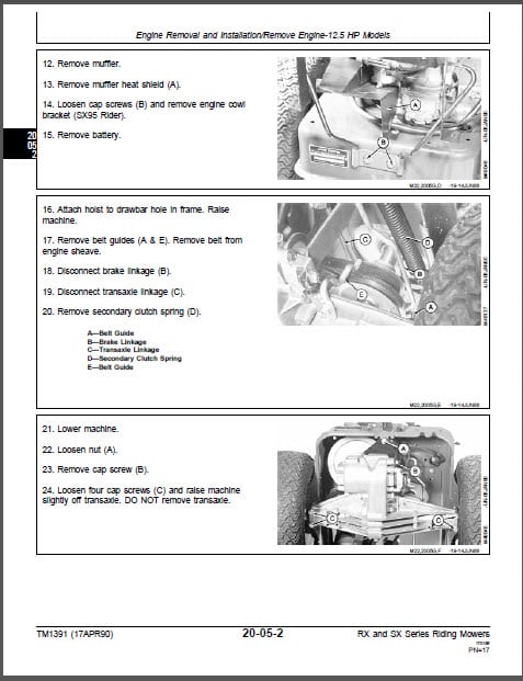 Photo 1 - John Deere RX SX Series RX63 RX73 TX75 SX75 RX95 SX 95 Repair Manual Riding Mowers TM1391
