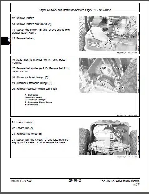 Photo 1 - John Deere RX SX Series RX63 RX73 TX75 SX75 RX95 SX 95 Repair Manual Riding Mowers TM1391