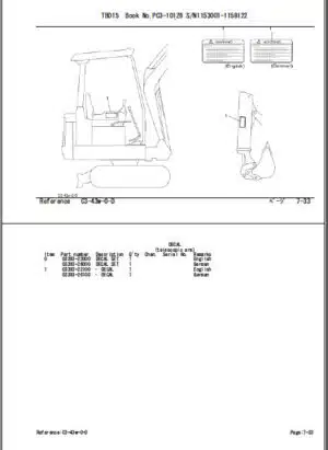 Photo 10 - Takeuchi TB015 Parts Manual Excavator PC3-101Z6