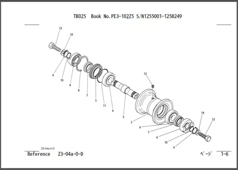 Photo 1 - Takeuchi TB025 Parts Manual Excavator