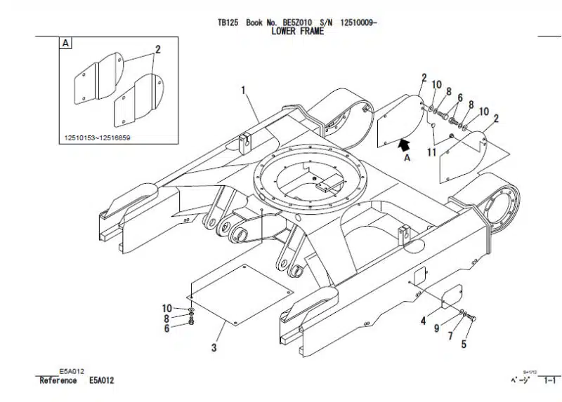 Photo 1 - Takeuchi TB125 Parts Manual Excavator BE5Z010