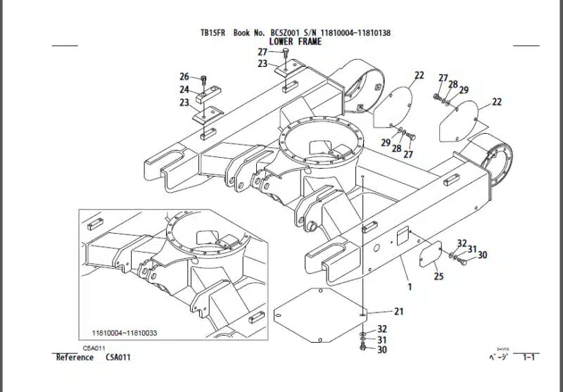 Photo 1 - Takeuchi TB15FR Parts Manual Excavator BC5Z001