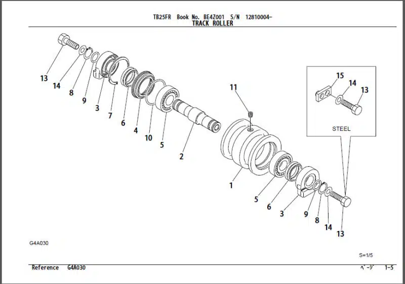 Photo 1 - Takeuchi TB25FR Parts Manual Excavator BE4Z001