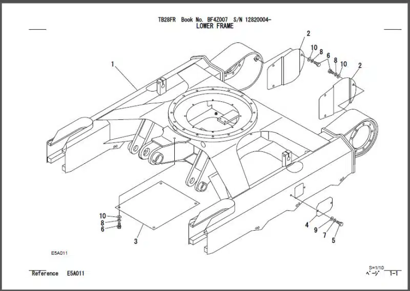 Photo 1 - Takeuchi TB28FR Parts Manual Excavator BF4Z007