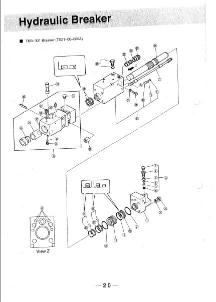 Photo 1 - Takeuchi TKB301 TKB301S Instruction And Parts Manual Hydraulic Breaker