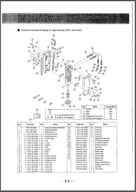 Photo 1 - Takeuchi TKB71 TKB71S Instruction And Parts Manual Hydraulic Braker