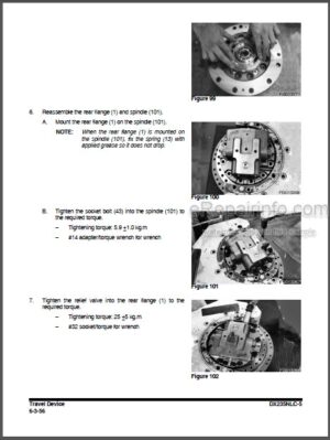 Photo 7 - Doosan DX230LC Shop Manual Track Excavator 950106-00049E