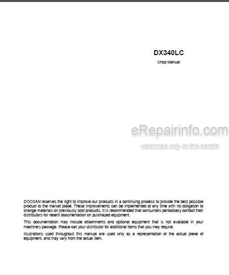 Photo 1 - Doosan DX340LC Shop Manual Track Excavator