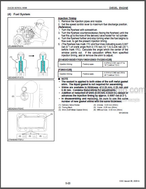 Photo 1 - Kubota 03-E2B Series Workshop Manual Diesel Engine