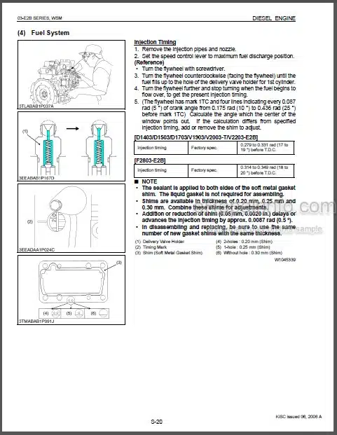 Photo 1 - Kubota 03-E2B Series Workshop Manual Diesel Engine