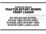 Photo 5 - Kubota BX1860 BX2360 BX2660 RCK48-18BX RCK54-23BX RCK60B-23BX RCK48P-18BX RCK54P-23BX LA203 LA243 Workshop Manual Tractor Rotary Mower Front Loader