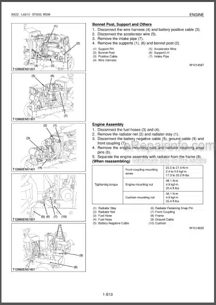 Photo 1 - Kubota BX22 LA210 BT600 Workshop Manual Tractor Front Loader Backhoe