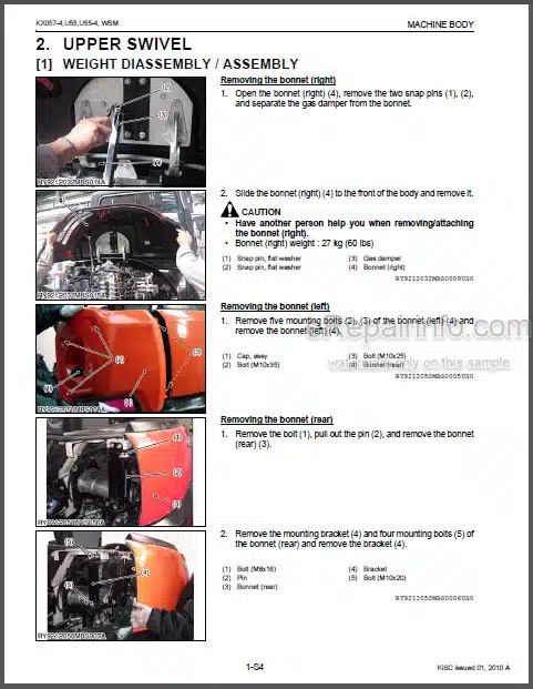 Photo 1 - Kubota KX057-4 U55 U55-4 Workshop Manual Excavator