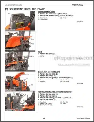 Photo 9 - Kubota L45 TL1000A BT1000A Workshop Manual Tractor Front Loader Backhoe
