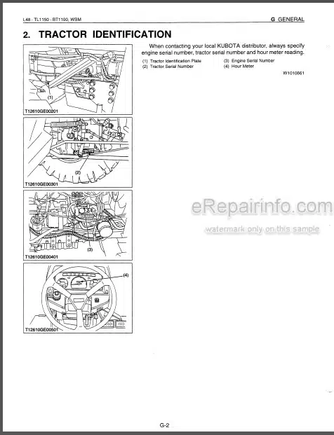 Photo 1 - Kubota L48 TL115 BT1100 Workshop Manual Tractor Front Loader Backhoe