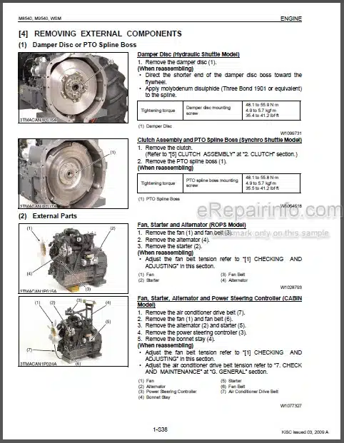 Photo 1 - Kubota M8540 M9540 Workshop Manual Tractor