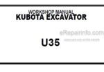 Photo 5 - Kubota U35 Workshop Manual Excavator
