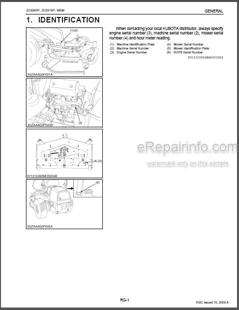 Photo 1 - Kubota ZD326RP ZD331RP Workshop Supplement Manual Mower