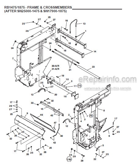 Photo 1 - Gehl 1475 1875 Parts Manual Variable Chamber Round Baler 908173
