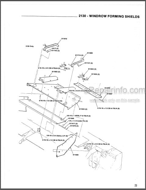 Photo 1 - Gehl 2130 2160 Service Parts Manual Mower Conditioner 903217