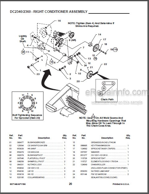 Photo 1 - Gehl 2340 2360 Parts Manual Disc Mower Conditioner 907146