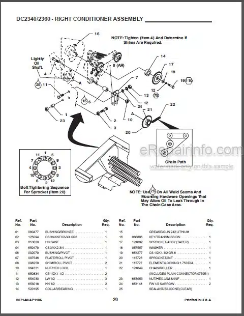 Photo 1 - Gehl 2340 2360 Parts Manual Disc Mower Conditioner 907146