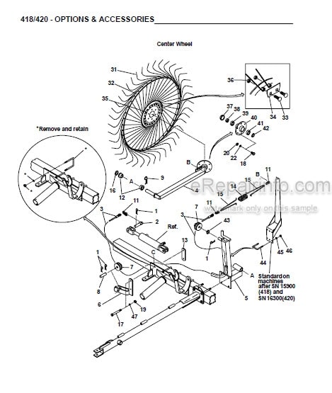 Photo 1 - Gehl 418 420 Parts Manual Finger Wheel V-Rakes 909818