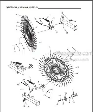 Photo 12 - Gehl 520 522 Parts Manual Finger Wheel Rakes 906157