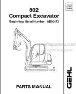 Photo 3 - Gehl 802 Parts Manual Compact Excavator 918043