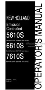 Photo 4 - New Holland 5610S 6610S 7610S Operators Manual Emission Controlled Tractor 86837677