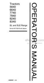 Photo 4 - New Holland 5640SL 6640SL 7740SL 7840SL 8240SL 8340SL 5640SLE 6640SLE 7740SLE 7840SLE 8240SLE 8340SLE Range Operators Manual Tractor
